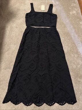 Black Eyelet Two-Piece Midi Dress - Joie Brand